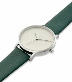 Votch Lyka Watch With Silver & Grey Dial | Forest Green Vegan Leather Strap Accessories