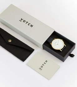 Votch Kindred Watch With Silver & White Dial | Light Grey Vegan Leather Strap Accessories
