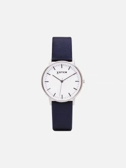 Votch Moment Watch With Silver & White Dial | Navy Vegan Leather Strap Accessories
