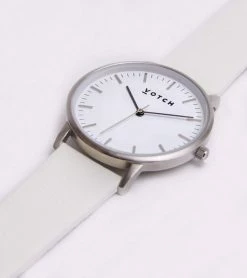 Votch Moment Watch With Silver & White Dial | Off-White Vegan Leather Strap Accessories