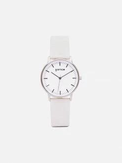 Votch Moment Watch With Silver & White Dial | Off-White Vegan Leather Strap Accessories