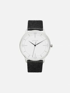 Votch Aalto Watch With Silver & White Dial | Black Piñatex Vegan Leather Strap