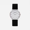 Votch Accessories Classic Watch With Silver & White Dial | Black Piñatex Vegan Leather Strap