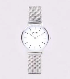 Votch Accessories Petite Watch Silver & White Dial | Silver Mesh Strap