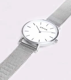 Votch Accessories Petite Watch Silver & White Dial | Silver Mesh Strap