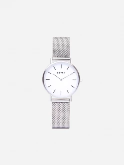 Votch Accessories Petite Watch Silver & White Dial | Silver Mesh Strap