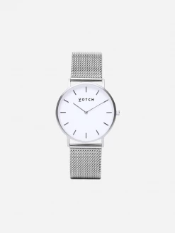 Votch Classic Watch With Silver & White Dial | Silver Mesh Strap Accessories