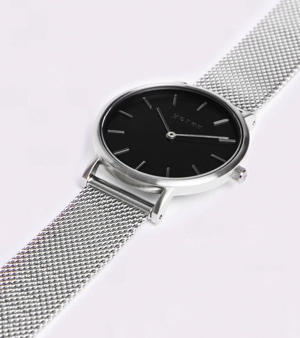 Votch Accessories Petite Watch With Silver & Black Dial | Silver Mesh Strap 4 Votch Accessories Petite Watch With Silver & Black Dial | Silver Mesh Strap