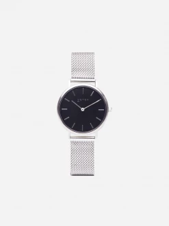 Votch Accessories Petite Watch With Silver & Black Dial | Silver Mesh Strap