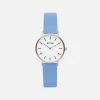 Votch Petite Watch With Silver & White Dial | Sky Blue Vegan Leather Strap Accessories
