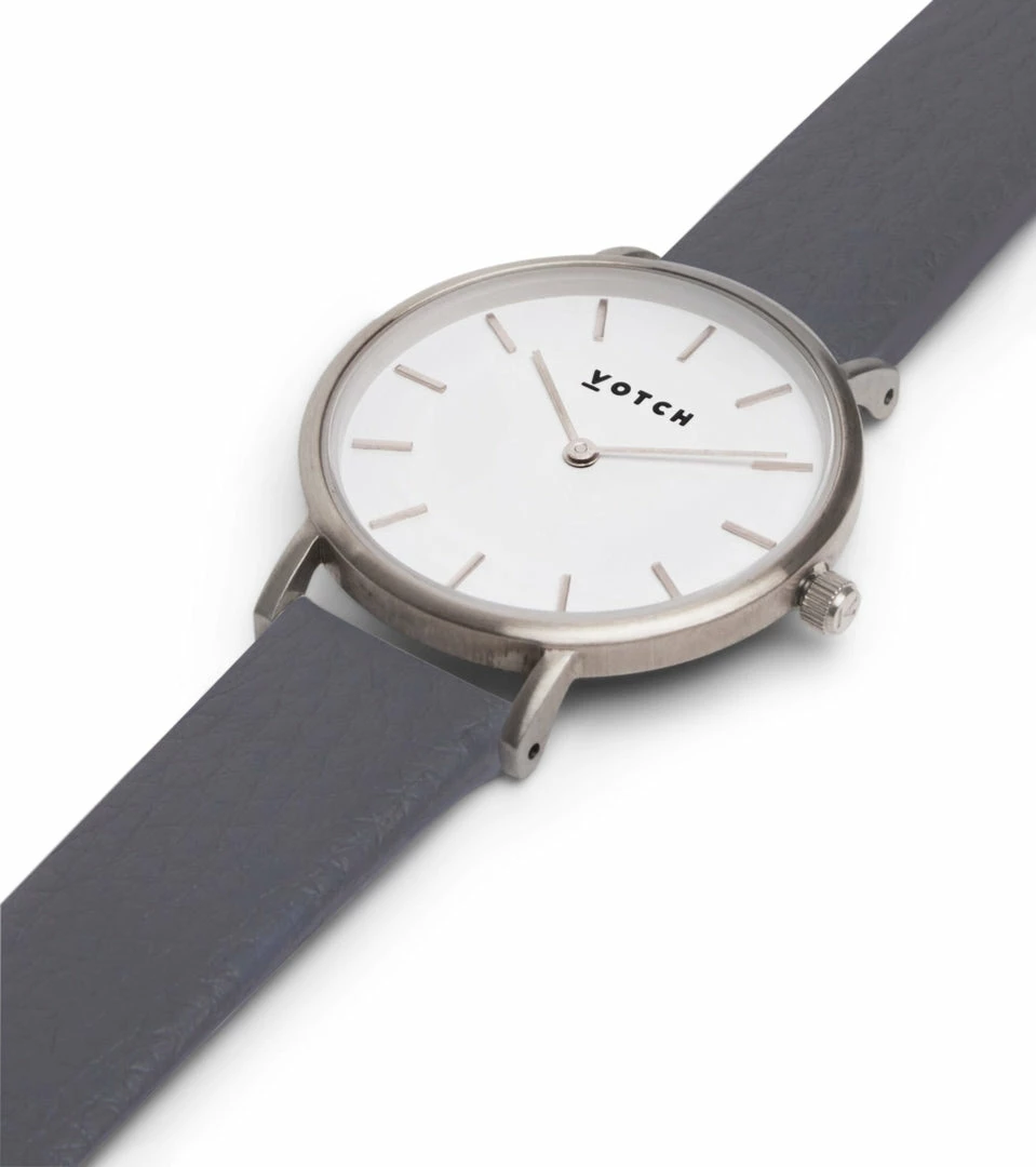 Votch Petite Watch With Silver & White Dial | Slate Grey Vegan Leather Strap 5 Votch Petite Watch With Silver & White Dial | Slate Grey Vegan Leather Strap