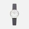 Votch Petite Watch With Silver & White Dial | Slate Grey Vegan Leather Strap