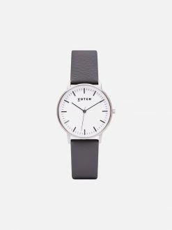 Votch Accessories Moment Watch With Silver & White Dial | Slate Grey Vegan Leather Strap