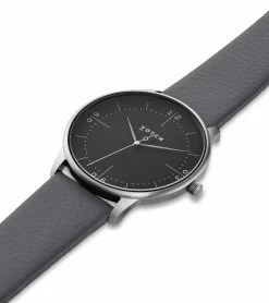 Votch Aalto Watch With Silver & Black Dial | Slate Grey Vegan Leather Strap Accessories