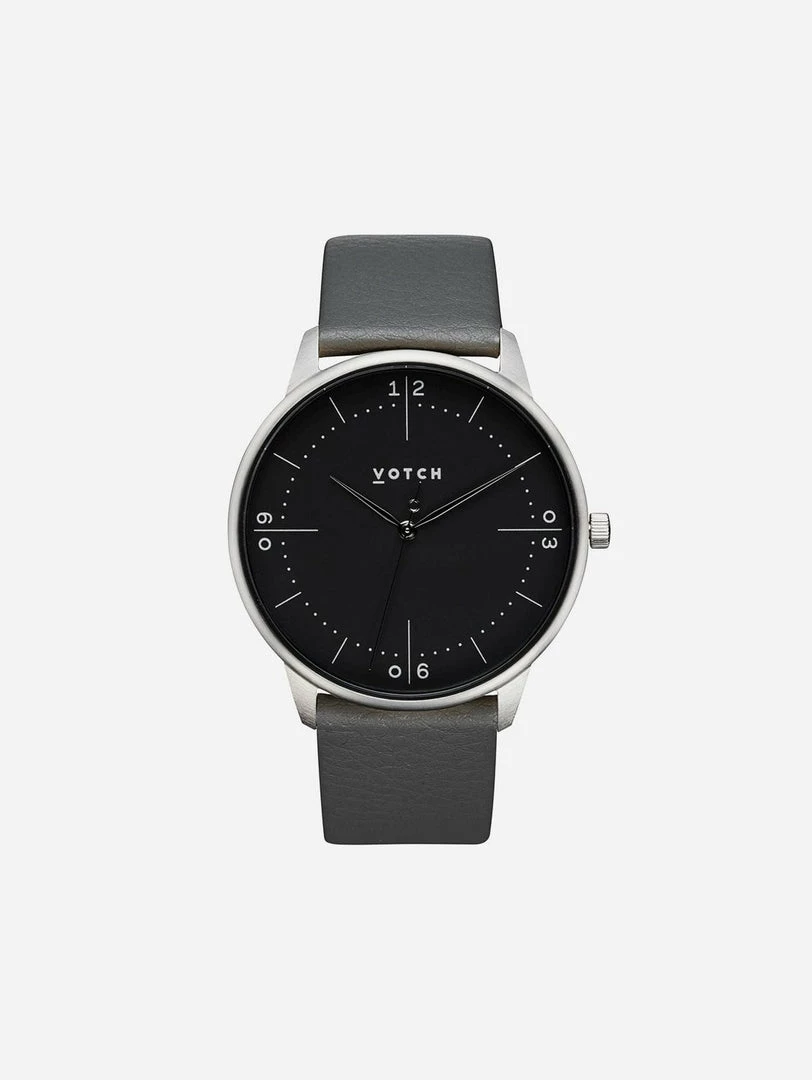 Votch Aalto Watch With Silver & Black Dial | Slate Grey Vegan Leather Strap Accessories 3 Votch Aalto Watch With Silver & Black Dial | Slate Grey Vegan Leather Strap Accessories