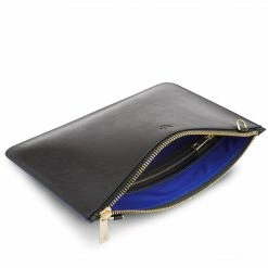 Watson & Wolfe Clutch Bags Camden Vegan Leather Crossbody Clutch | Black & Cobalt