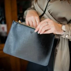Watson & Wolfe Clutch Bags Camden Vegan Leather Crossbody Clutch | Black & Cobalt