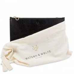 Watson & Wolfe Clutch Bags Camden Vegan Leather Crossbody Clutch | Black & Cobalt