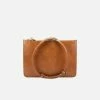 Watson & Wolfe Camden Vegan Leather Crossbody Clutch | Cognac & Emerald Bags