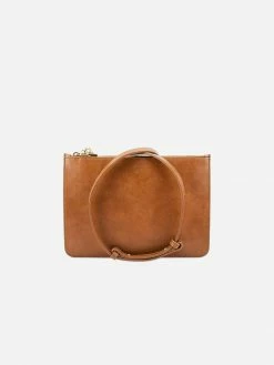 Watson & Wolfe Camden Vegan Leather Crossbody Clutch | Cognac & Emerald Bags