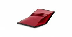 Watson & Wolfe Accessories Vegan Leather RFID Protective Card Wallet With Notes Pocket | Black & Red