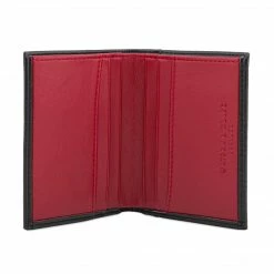 Watson & Wolfe Accessories Vegan Leather RFID Protective Card Wallet With Notes Pocket | Black & Red