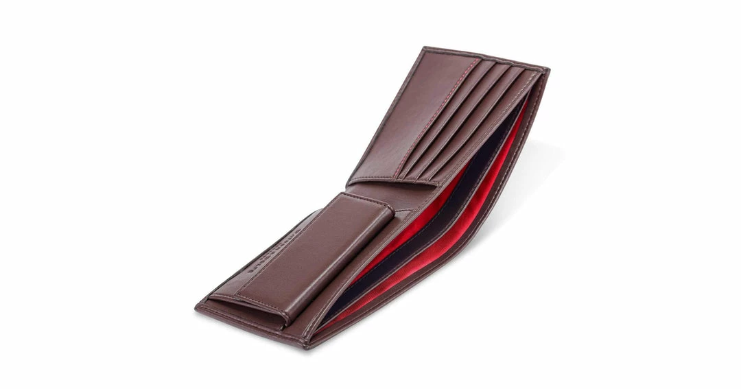 Watson & Wolfe Accessories Vegan Leather RFID Protective Wallet With Coin Pocket | Chestnut Brown & Red 4 Watson & Wolfe Accessories Vegan Leather RFID Protective Wallet With Coin Pocket | Chestnut Brown & Red