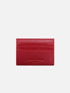 Watson & Wolfe Accessories Slim Vegan Leather RFID Protective Card Holder | Red Bark