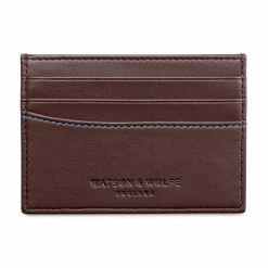 Watson & Wolfe Slim Vegan Leather RFID Protective Card Holder | Chestnut Brown Accessories