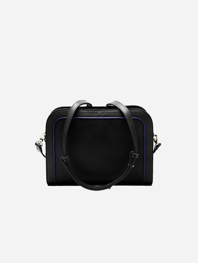 Watson & Wolfe Bags The Wilton Vegan Leather Crossbody Bag | Black & Cobalt Blue 3 Watson & Wolfe Bags The Wilton Vegan Leather Crossbody Bag | Black & Cobalt Blue