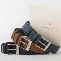 Watson & Wolfe Three-Piece Construction Cork Vegan Belt | Black