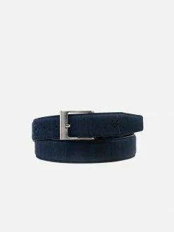 Watson & Wolfe Accessories Three-Piece Construction Cork Vegan Belt | Blue