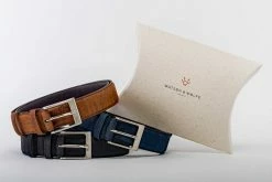 Watson & Wolfe Accessories Three-Piece Construction Cork Vegan Belt | Blue