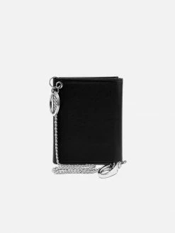 Watson & Wolfe Accessories Trifold Vegan Leather RFID Protective Wallet For Key Belt Chain | Black