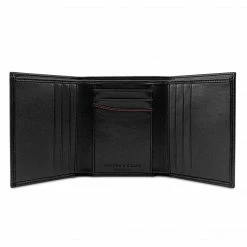 Watson & Wolfe Accessories Trifold Vegan Leather RFID Protective Wallet For Key Belt Chain | Black