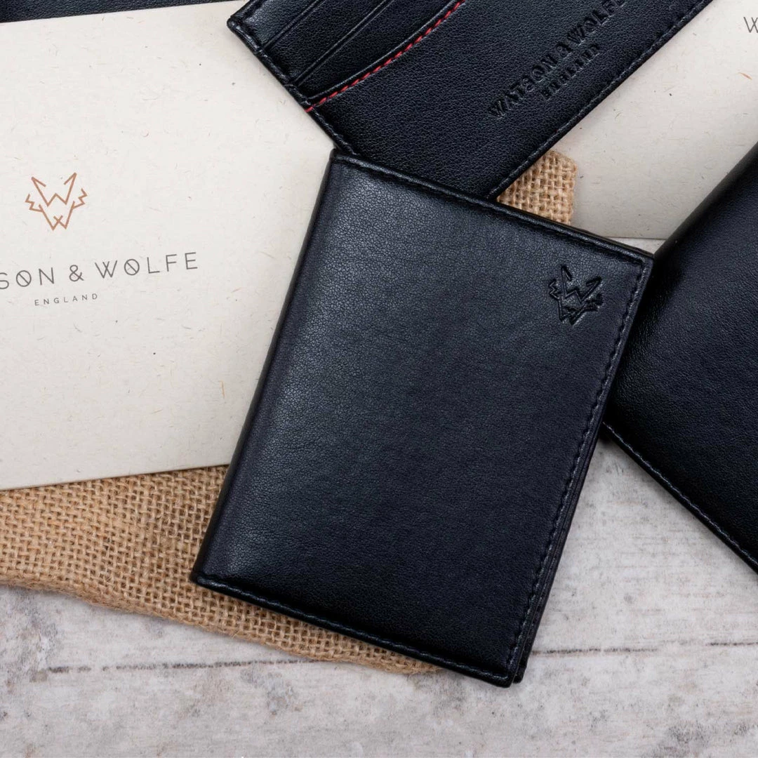 Watson & Wolfe Vegan Leather RFID Protective Bifold Card Holder | Black 9 Watson & Wolfe Vegan Leather RFID Protective Bifold Card Holder | Black