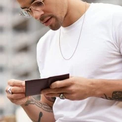 Watson & Wolfe Accessories Vegan Leather RFID Protective Bifold Card Holder | Chestnut Brown