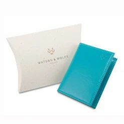 Watson & Wolfe Accessories Vegan Leather RFID Protective Bifold Card Holder | Turquoise