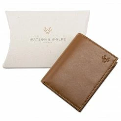 Watson & Wolfe Accessories Vegan Leather RFID Protective Card Wallet With Notes Pocket | Toffee