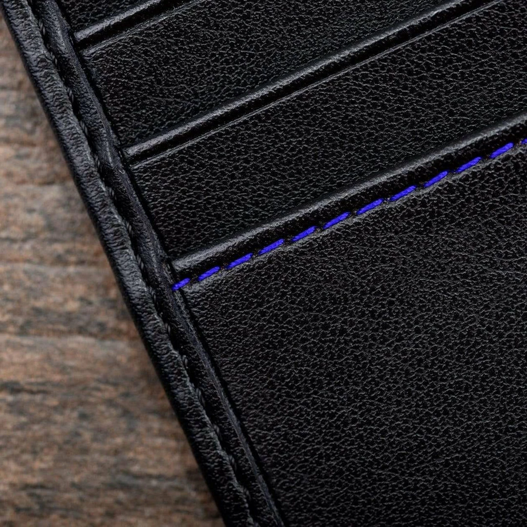 Watson & Wolfe Vegan Leather RFID Protective Wallet With Coin Pocket | Black & Cobalt Blue Accessories 7 Watson & Wolfe Vegan Leather RFID Protective Wallet With Coin Pocket | Black & Cobalt Blue Accessories