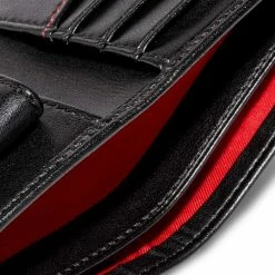Watson & Wolfe Accessories Vegan Leather RFID Protective Wallet With Coin Pocket | Black & Red