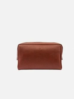 Watson & Wolfe Vegan Leather Washbag | Rust