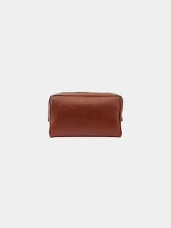 Watson & Wolfe Vegan Leather Washbag | Rust