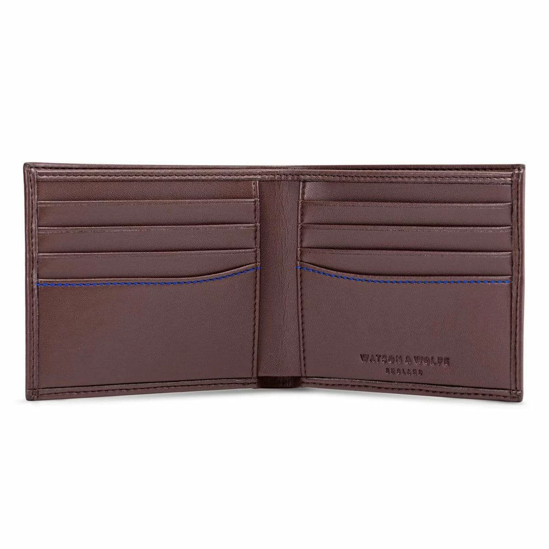 Watson & Wolfe Accessories Vegan Leather RFID Protective Wallet | Chestnut Brown & Cobalt Blue 6 Watson & Wolfe Accessories Vegan Leather RFID Protective Wallet | Chestnut Brown & Cobalt Blue
