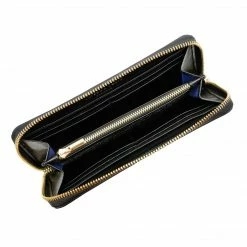 Watson & Wolfe Accessories Wilton Vegan Leather Zipped Purse Wallet | Black & Cobalt Blue
