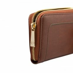 Watson & Wolfe Wilton Vegan Leather Zipped Purse | Rust & Emerald