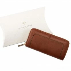 Watson & Wolfe Wilton Vegan Leather Zipped Purse | Rust & Emerald