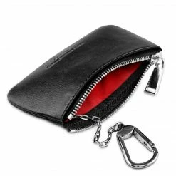 Watson & Wolfe Accessories Zipped Vegan Leather RFID Protective Card, Coin & Key Case | Black