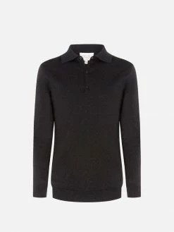Will's Men's Recycled Cotton Long Sleeve Polo | Black