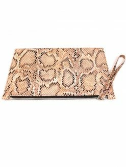 Will's Accessories Vegan Leather Wristlet | Brown Snake Print